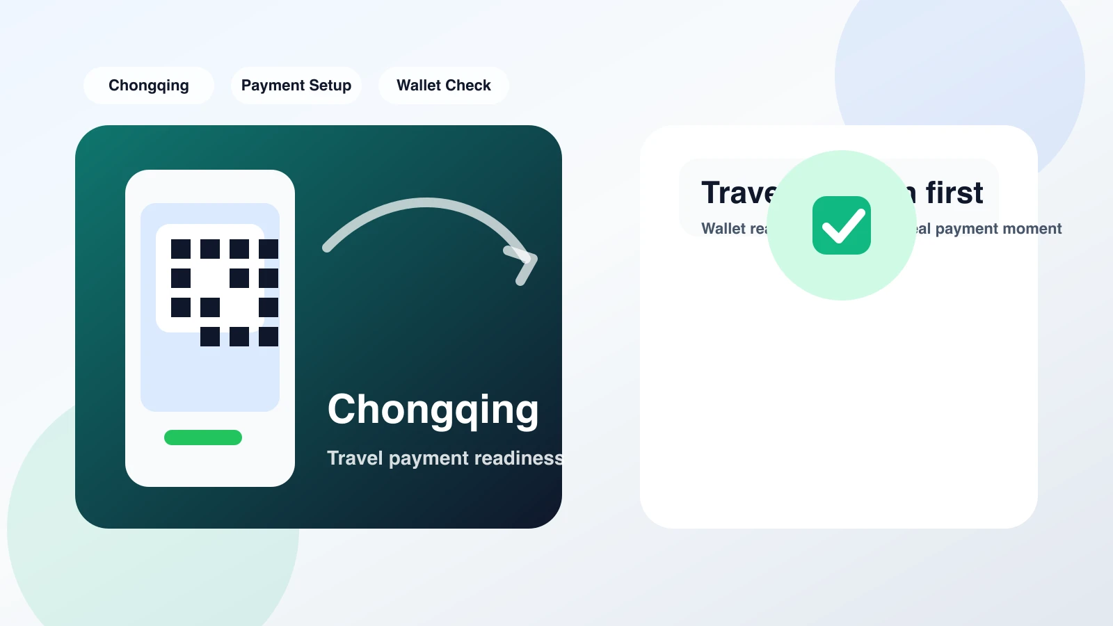 Traveler scanning a QR code to verify mobile wallet payment before ordering local breakfast in Chongqing.