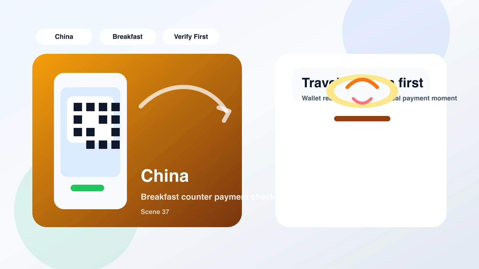 Smartphone screen showing a failed payment notification at a Shanghai breakfast stall while the vendor waits